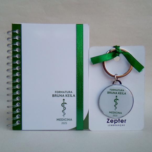 Kit Formatura Medicina Bloquinho com Chaveiro