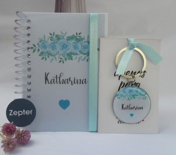 Kit Madrinha Personalizado Tema Flor Azul Tifanny