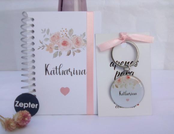 Kit Madrinha Personalizado Tema Flor Salmão