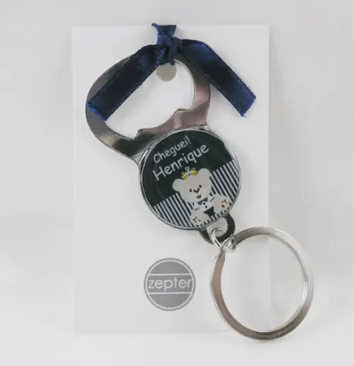 Abridor Chaveiro Ursinho Príncipe Azul Marinho Personalizado