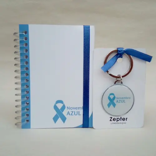 Brinde Corporativo Novembro Azul Bloquinho e Chaveiro
