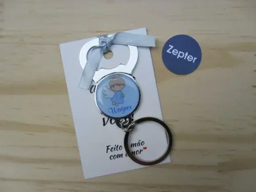 Chaveiro Abridor Anjinho Chá de Bebê Personalizado