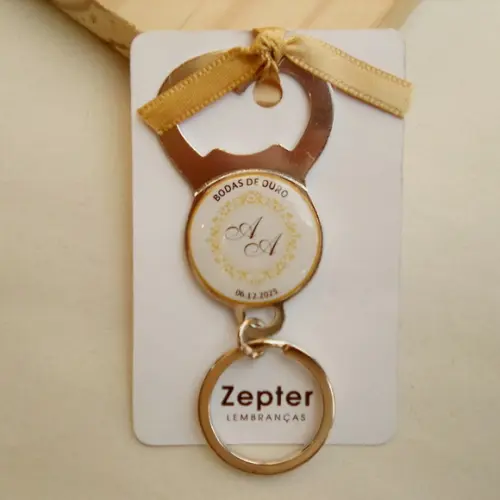 Chaveiro Abridor de Garrafa Lembrancinha Bodas de Ouro