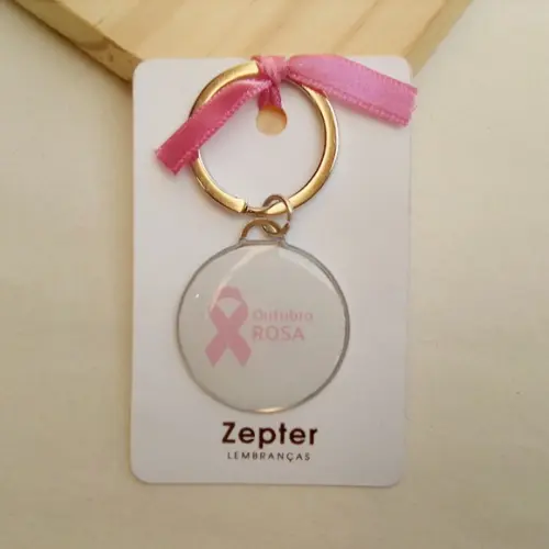 Chaveiro Brinde Corporativo Outubro Rosa