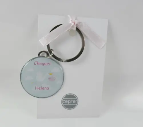 Chaveiro Lembrancinha Cegonha com Bebê Personalizada