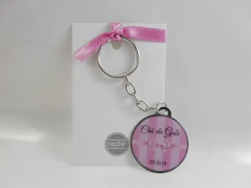 Chaveiro Lembrancinha Chá de Panela Fita Rosa Personalizado