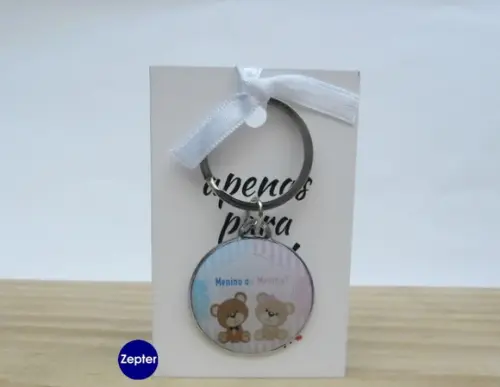 Chaveiro Lembrancinha Chá Revelação Personalizado Ursinhos