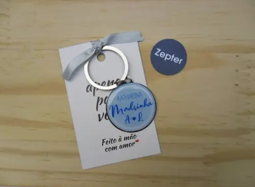 Chaveiro Madrinhas Personalizado Azul Serenity