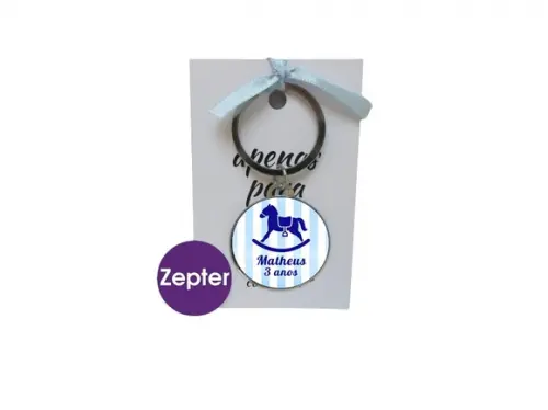 Chaveiro Redondo de Metal Tema Cavalinho de Pau