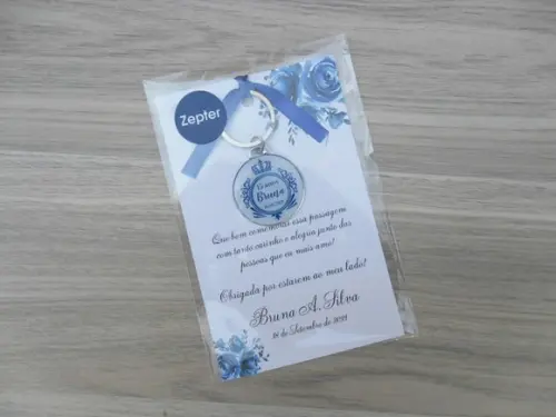 Kit Convite Chaveiro Aniversário de 15 anos Azul Royal