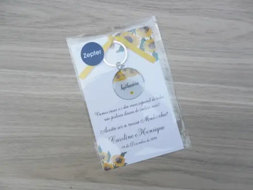 Kit Convite com Chaveiro Madrinha Floral Personalizado Nomes