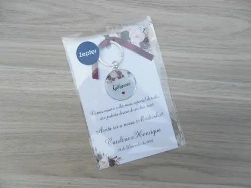 Kit Convite com Chaveiro Madrinha Floral Personalizado Nomes