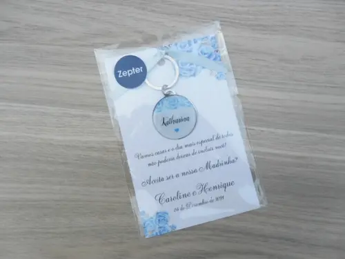 Kit Convite com Chaveiro Madrinha Floral Personalizado Nomes