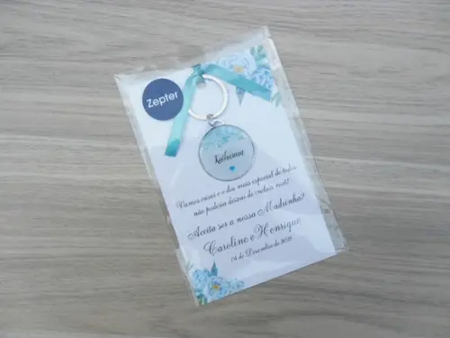 Kit Convite com Chaveiro Madrinha Floral Personalizado Nomes