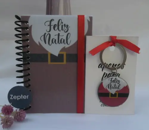 Kit Feliz Natal Caderninho + Chaveiro