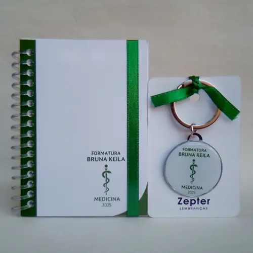Kit Formatura Medicina Bloquinho com Chaveiro