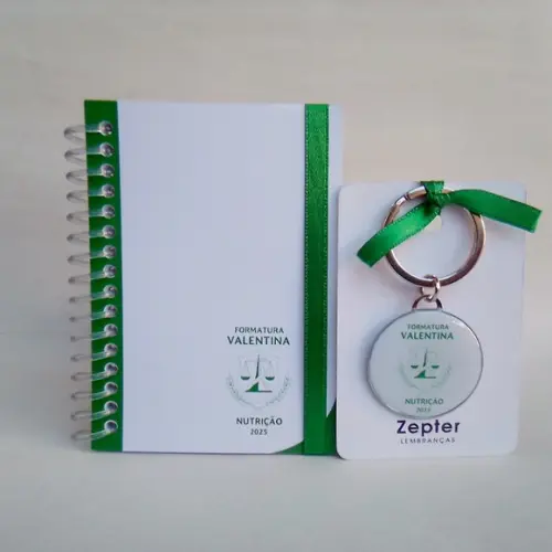 Kit Formatura Nutrição Lembrancinha Bloquinho e Chaveiro