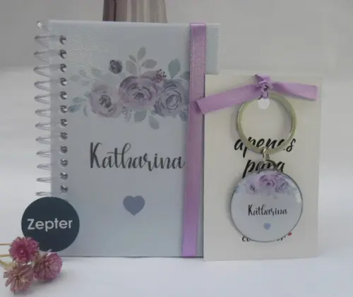 Kit Madrinha de Casamento Caderninho + Chaveiro