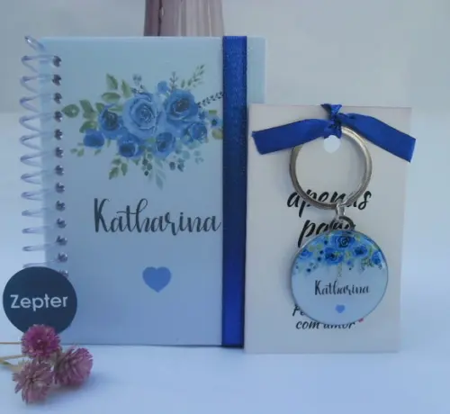 Kit Madrinha Personalizado Tema Flor Azul