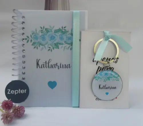 Kit Madrinha Personalizado Tema Flor Azul Tifanny