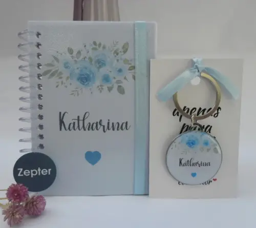 Kit Madrinha Personalizado Tema Flor Azul Serenity