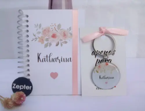 Kit Madrinha Personalizado Tema Flor Salmão