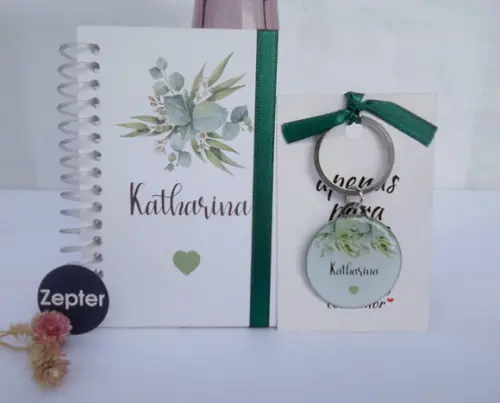 Kit Madrinha Personalizado Tema Flor Verde