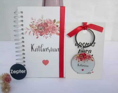 Kit Madrinha Personalizado Tema Flor Vermelha
