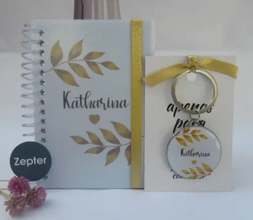Kit Madrinha Personalizado Tema Folhagem Dourada