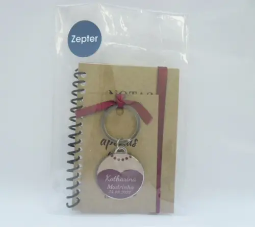 Kit Madrinhas Kraft Caderninho de Notas + Chaveiro de Metal