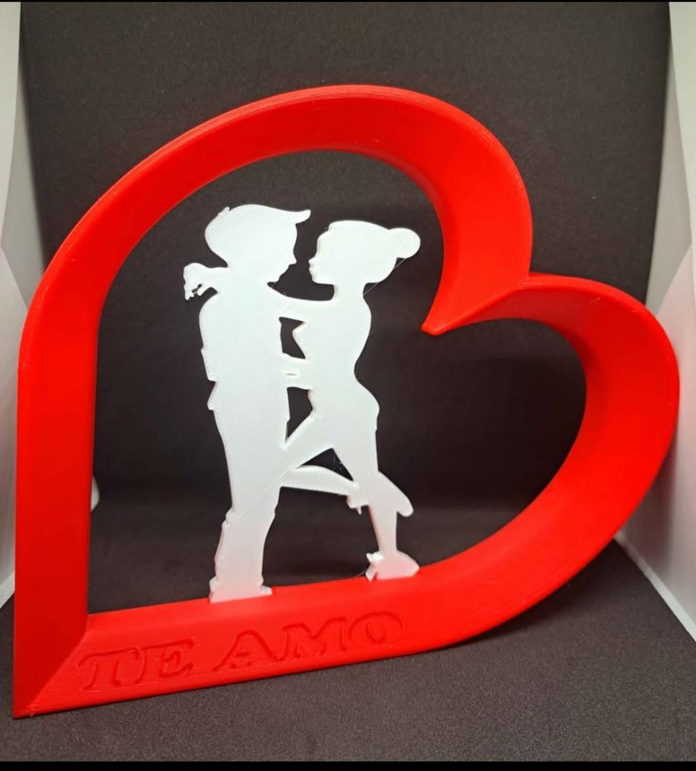 Placa Decorativa Casal Dentro Coração 3d