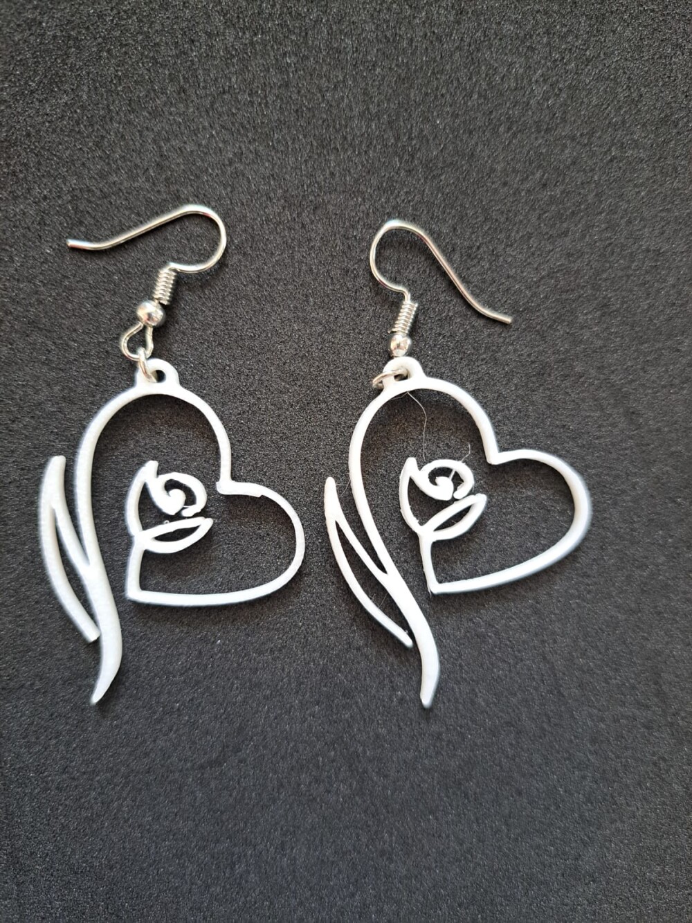 Brincos 3D Coração & Rosa