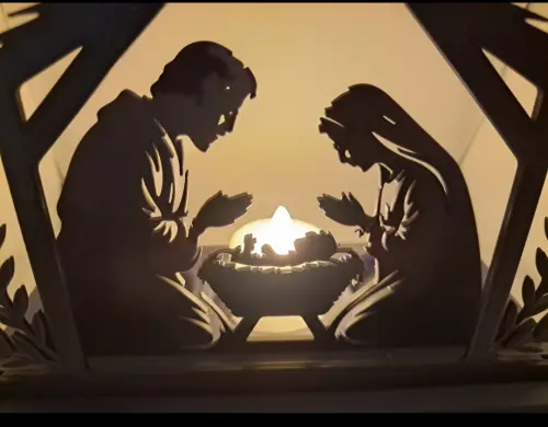 Mini Presépio Natal Efeito Luminária 3d