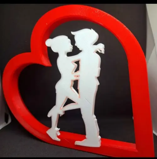 Placa Decorativa Casal Dentro Coração 3d