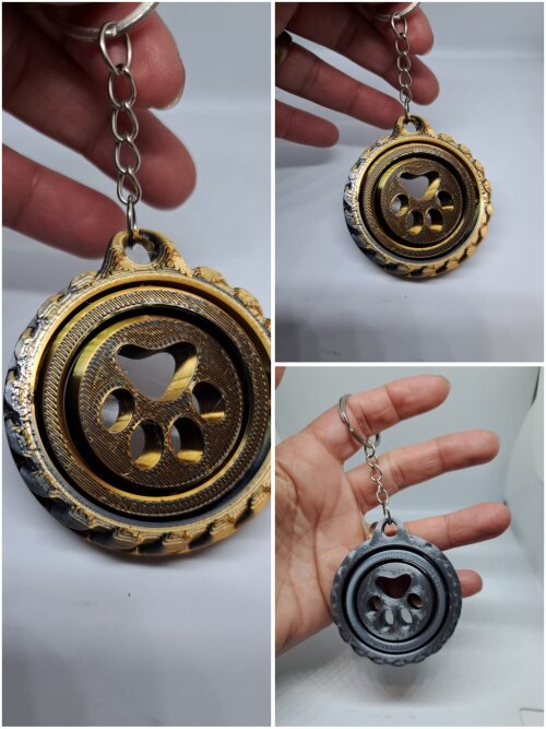 Chaveiro  Giratorio Pata de Cachorro 3D