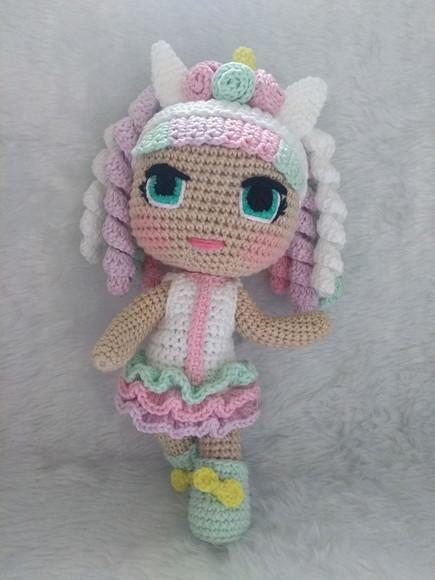 Amigurumi Boneca Lol Unicórnio