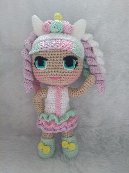 Amigurumi Boneca Lol Unicórnio
