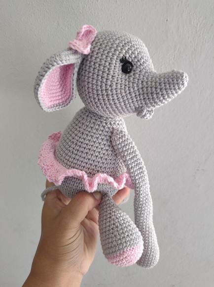 Amigurumi Elefante Menina - Crochê