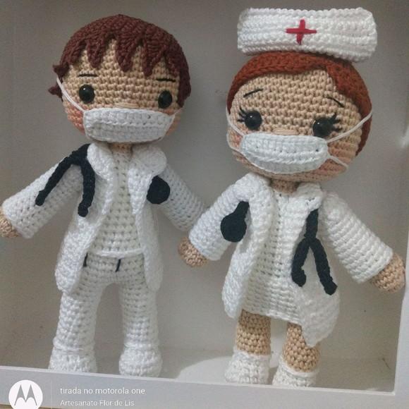 Amigurumi Profissões - Enfermeira ou Enfermeiro
