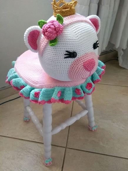 Capa para banquinho em croche