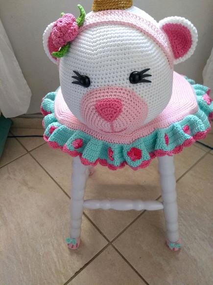 Capa para banquinho em croche