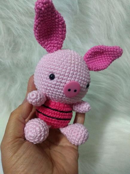 Leitão da Turma do Pooh em Amigurumi