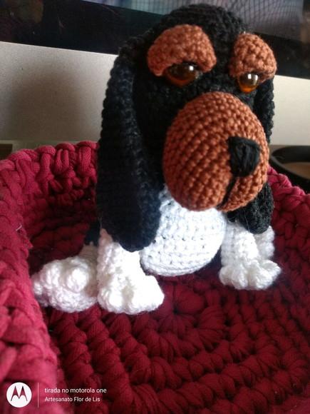 Mini Basset - Amigurumi de Crochê