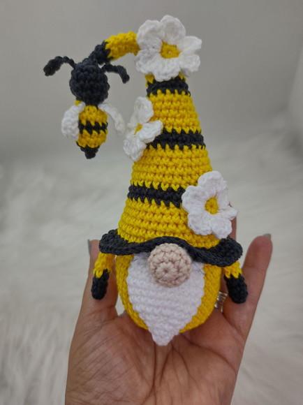 Mini Gnomo Em Crochê Abelha