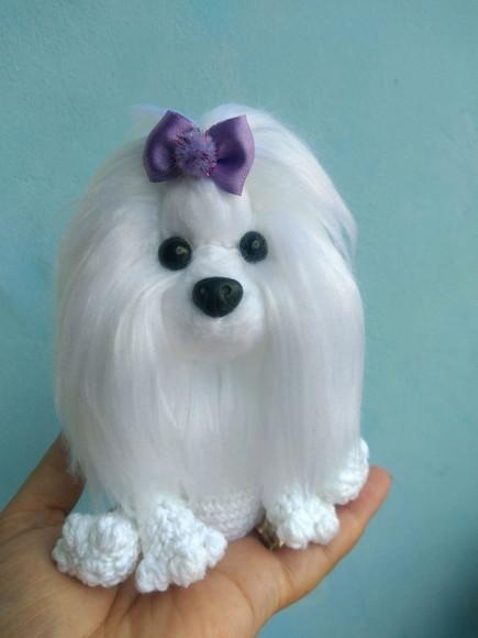 Mini Maltês - Amigurumi De Crochê