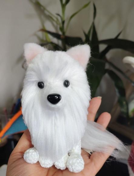 Miniatura Samoieda - Amigurumi de Crochê com Feltragem
