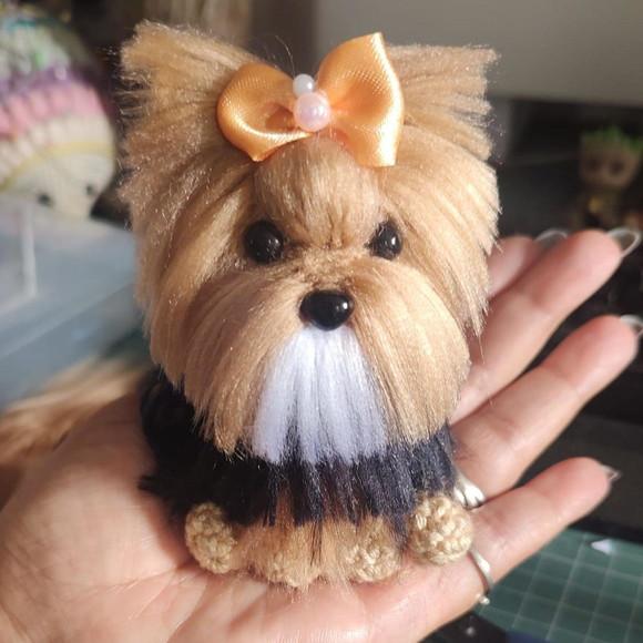 Miniatura Yorkshire - Amigurumi de Crochê com Feltragem
