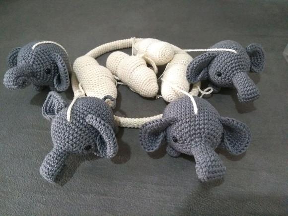 Mobile de Croche Elefante e Nuvem