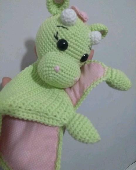 Naninha ou Manta do Apego em Crochê - Dragão Menina