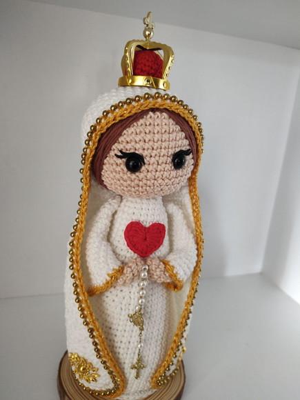 Santinha em Crochê - Nossa Senhora de Fátima